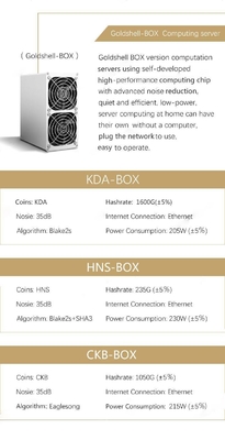 1.6Th/S 205W Goldshell Miner Ethernet Arayüzü 35db